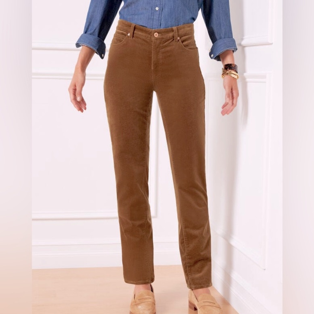 Corduroy Straight Leg Pants in Rich Caramel Color, Size 16 Curvy